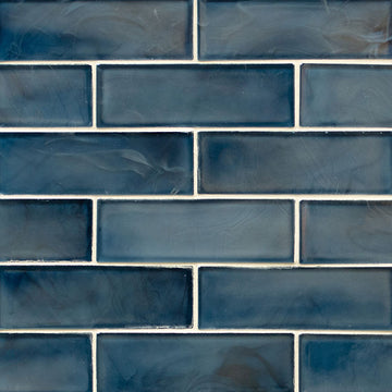 Blue Shimmer Glass 2x6 Subway Tile