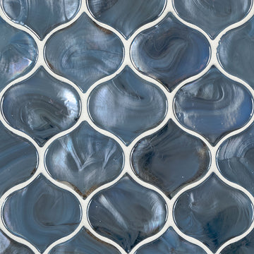 Blue Shimmer Glass Arabesque Tile