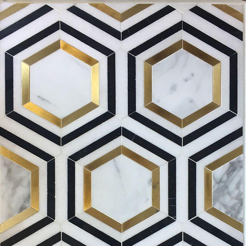 Calacatta Gold Marble 3" Hexagon Polished Mosaic Tile