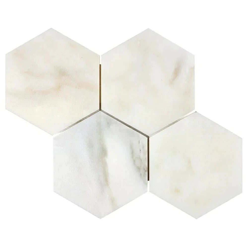 Calacatta Oliva Marble Mosaic 1 1/4" X 1 1/4" 3/8 Hexagon Mosaic