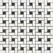 Thassos White Pinwheel (Mini) Mosaic w/ Black Dots Polished