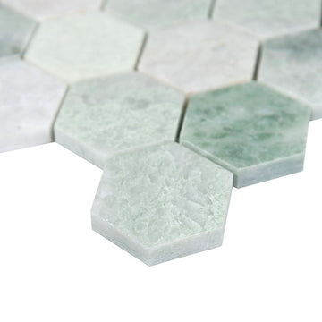 Azulejo mosaico hexagonal verde islandés de 2