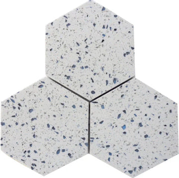 Terrazzo Blue Polished Hexagone Mosaic Tile