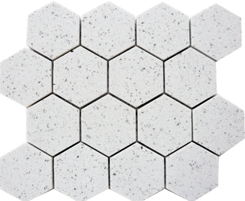 Terrazzo Silver Polished Hexagone Mosaic Tile 3”x3”