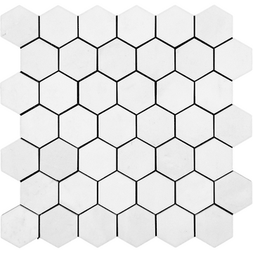 Thassos White Marble 2" X 2" Hexagon Backsplash Mosaic