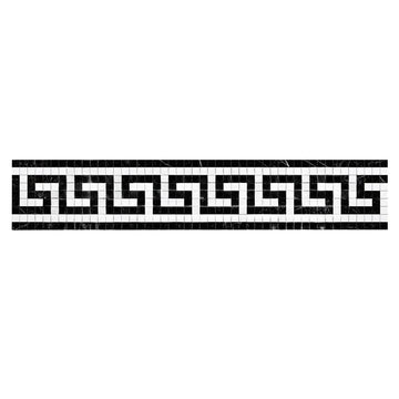 Borde de mármol blanco (griego) Thassos ESQUINA de borde de tejido de cesta pulido 3/8 (con negro)