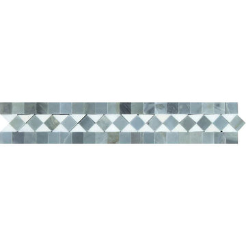Thassos White (Greek) Marble Border 2" X 12" 3/8 BIAS Border w/ Blue-Gray Dots