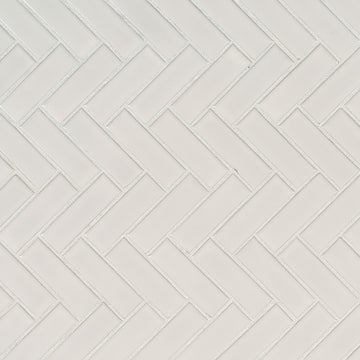 White Herringbone Porcelain Mosaic Tile