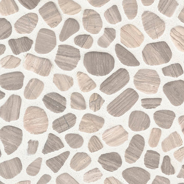 White Oak Pebbles Tumbled Mosaic Tile