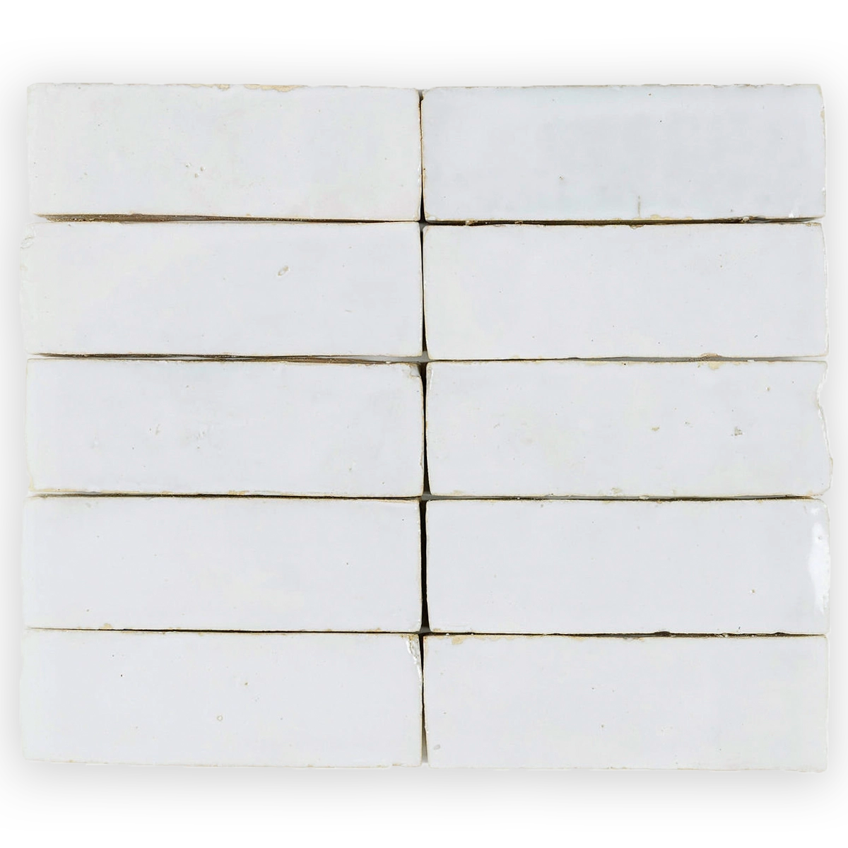 White Zellige Ceramic Wall Tile 2x6