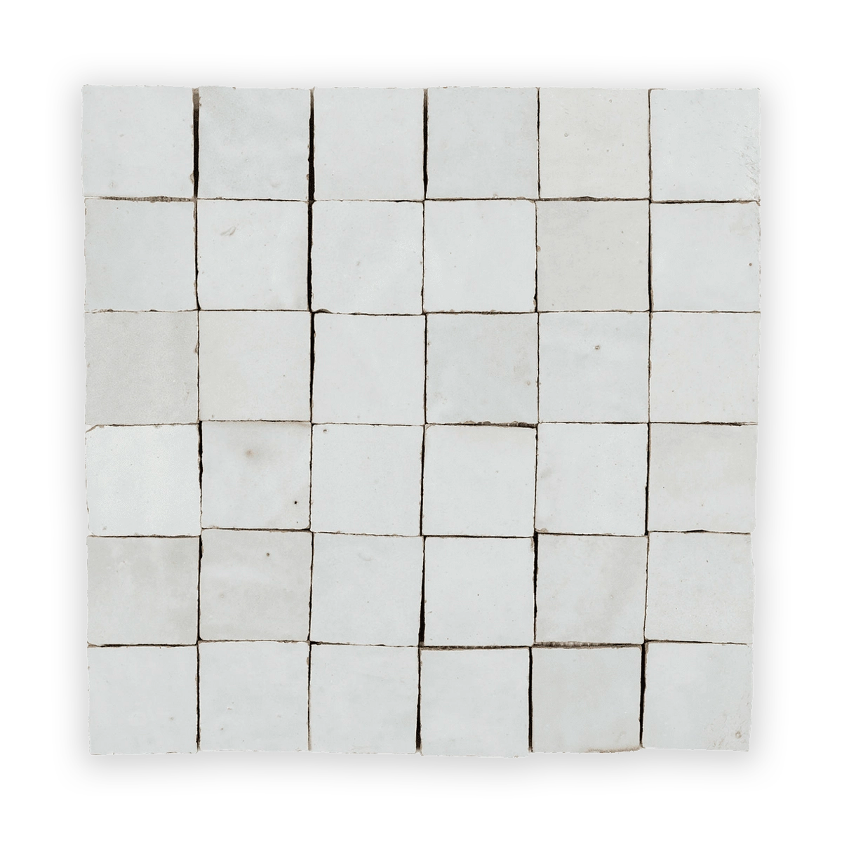 White Gardenia 2”x2” Square Zellige Mosaic Wall Tile