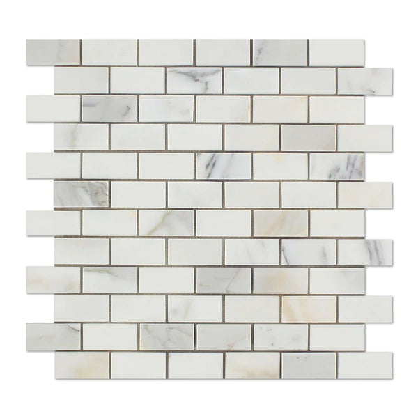 Calacatta Oliva Marble Mosaic 1" X 2" 3/8 Brick Mosaic