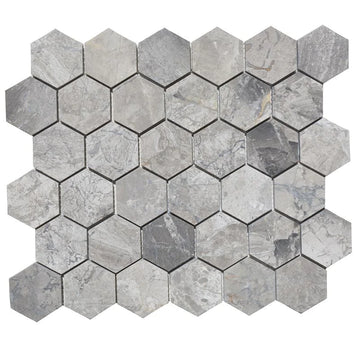 Azulejo mosaico de pared y piso hexagonal gris atlántico de 2