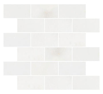 Afyon White Polished Brick Mosaic Wall and Floor Tile 2"x4"