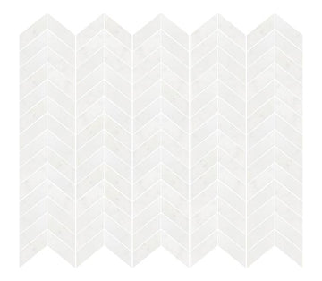 Azulejo de mosaico Chevron pulido blanco Afyon, 1