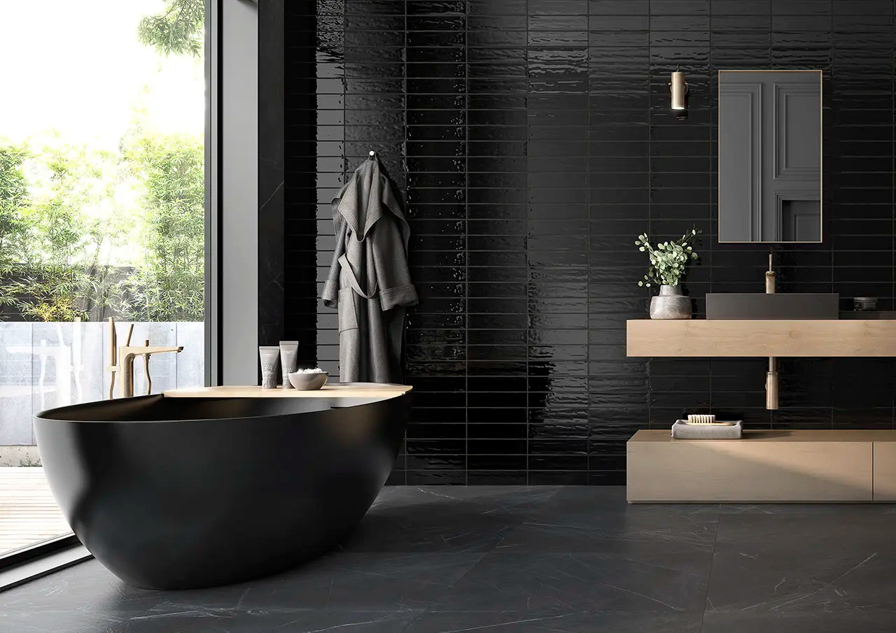 Artesano 3”x12” Ceramic Wall Tile Glazed Black view