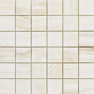 Bianco Onyx Polished Vein Cut Square Mosaic Tile  2