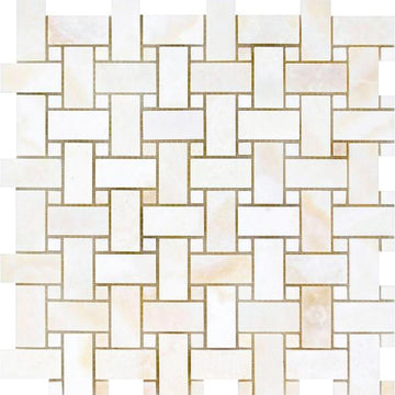 Bianco Onyx Basketweave Mosaic Tile