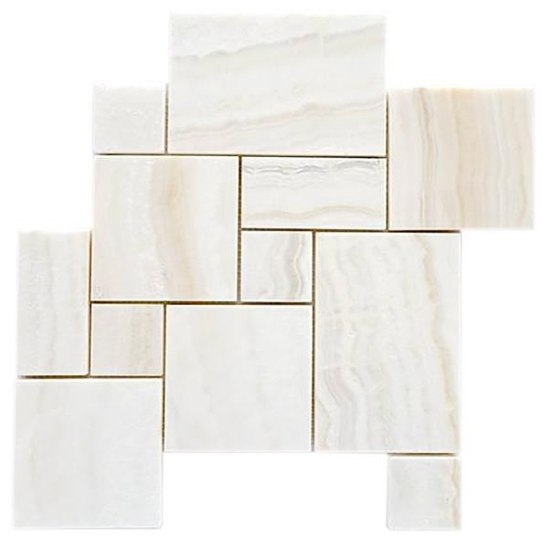 Bianco Onyx Mini Versailles Mosaic Tile