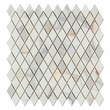 Azulejo de pared con placa para salpicaduras de mosaico de diamante dorado Calacatta