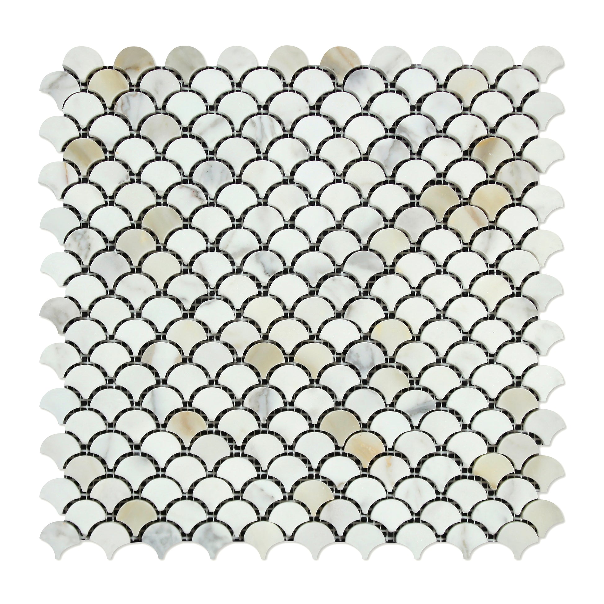 Calacatta Gold Fish Scale Mosaic Backsplash Wall Tile