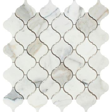 Placa para salpicaduras y azulejo de pared Calacatta Gold Arabesque Mosaic