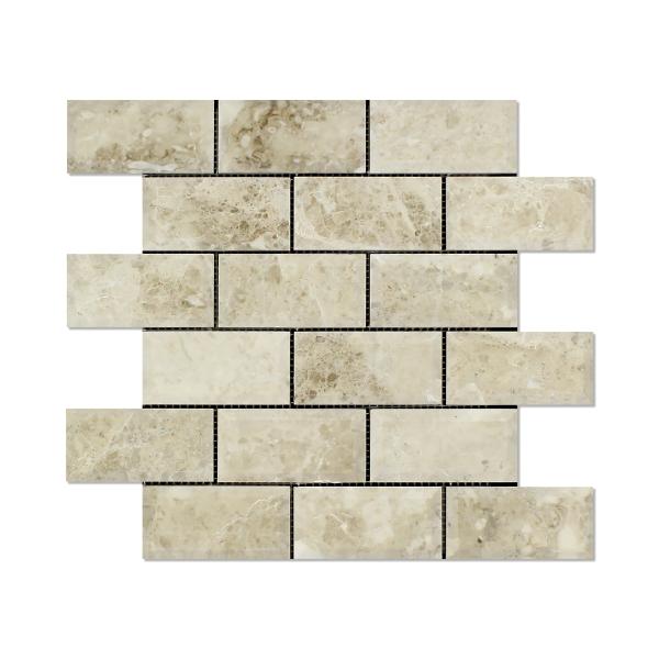 Cappuccino Polished Beveled Brick Mosaic Tile 2x4"