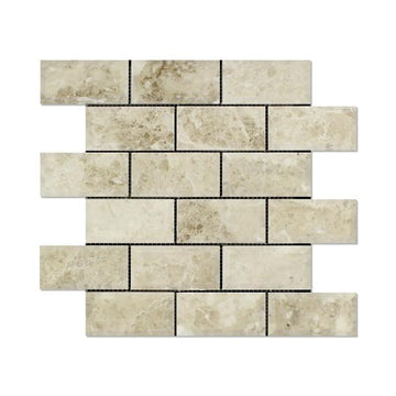 Cappuccino Polished Deep Beveled Brick Mosaic Tile  2x4