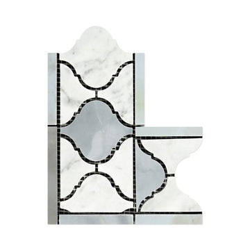 Carrara Italian White Lantern Mosaic (Arabesque) - 3" Polished