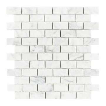Carrara White 1" X 2" Brick Mosaic Polished 