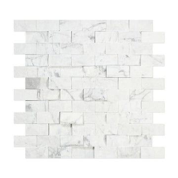 Carrara Italian Split Face Brick Mosaic Backsplash Wall Tile