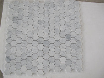 Carrara Italian Hexagon Mosaic Backsplash Wall Tile 2"