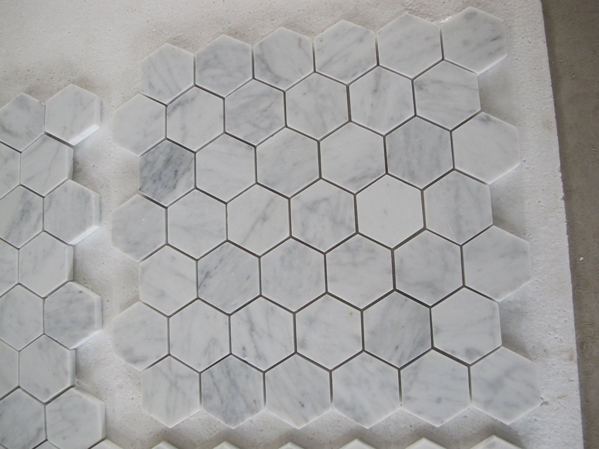 Carrara Italian Hexagon Mosaic Backsplash Wall Tile 2"