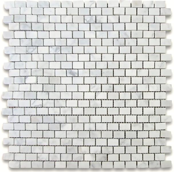 Carrara White 5/8" x 1 1/4" Mini-Brick Mosaic Polished