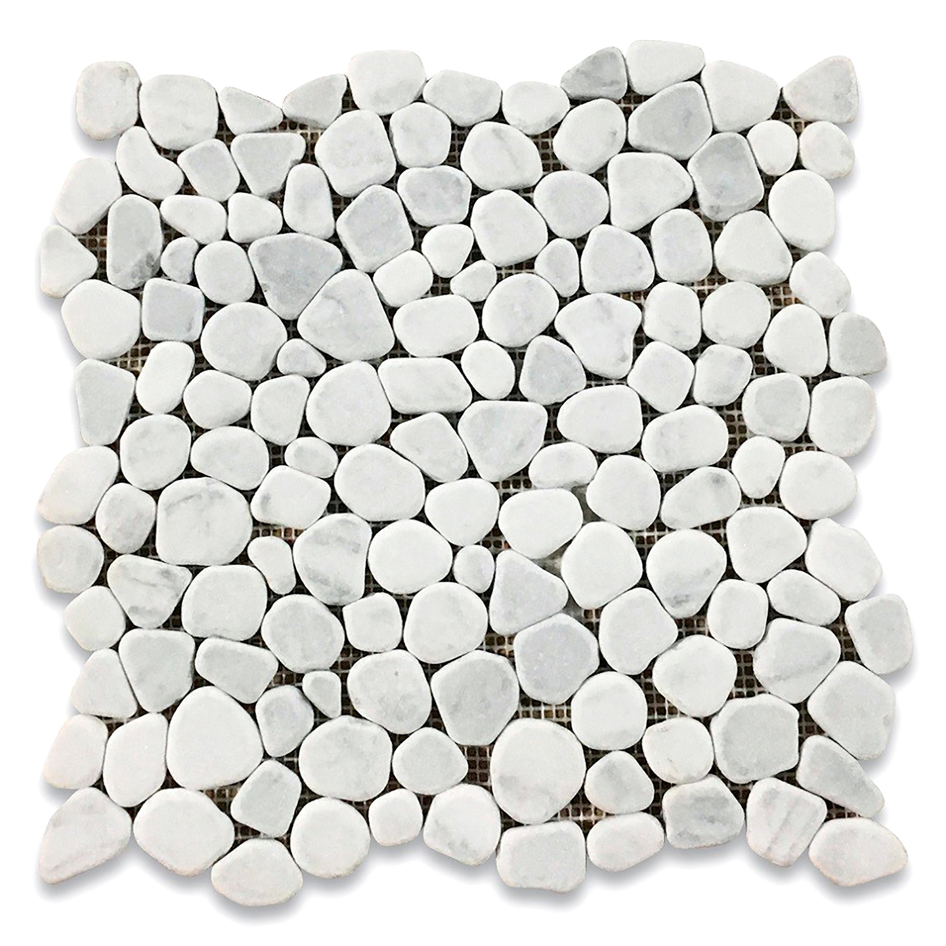 Carrara Italian White Flat Pebble Mosaic Tile