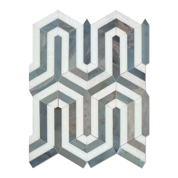 Carrara Berlinetta italiana con azul - Placa para salpicaduras de mosaico gris y azulejo de pared