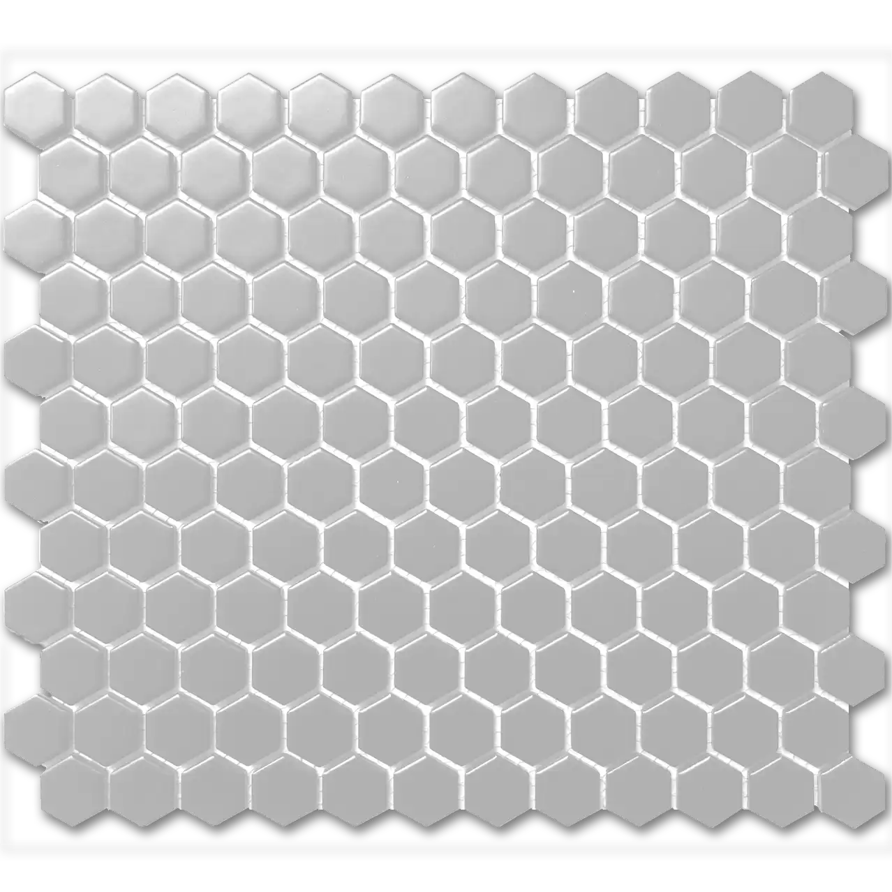 CC Mosaics 12”x12” Hexagon Glazed Porcelain Mosaic Tile 1”x1” Grey
