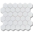 CC Mosaics 12”x12” Hexagon Glazed Porcelain Mosaic Tile 2”x2” White