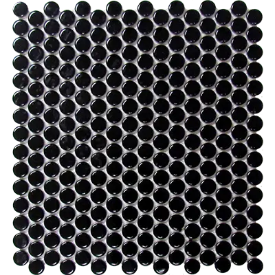 CC Mosaics 12”x12” Penny Round Glazed Porcelain Mosaic Tile Glazed Black