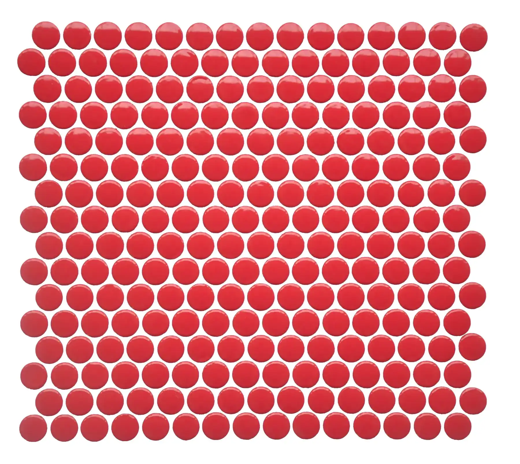 CC Mosaics 12”x12” Penny Round Glazed Porcelain Mosaic Tile Glazed Red
