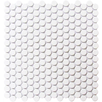 CC Mosaics 12”x12” Penny Round Glazed Porcelain Mosaic Tile Glazed White