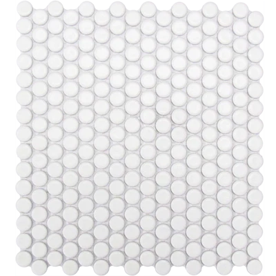 CC Mosaics 12”x12” Penny Round Glazed Porcelain Mosaic Tile Matte White