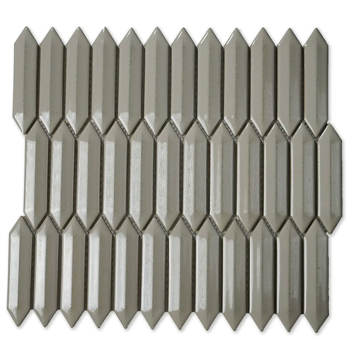 CC Mosaics + 1”x4” 3D Picket 12”x12” Porcelain Mosaic Backsplash Wall Tile Glazed Tender Grey
