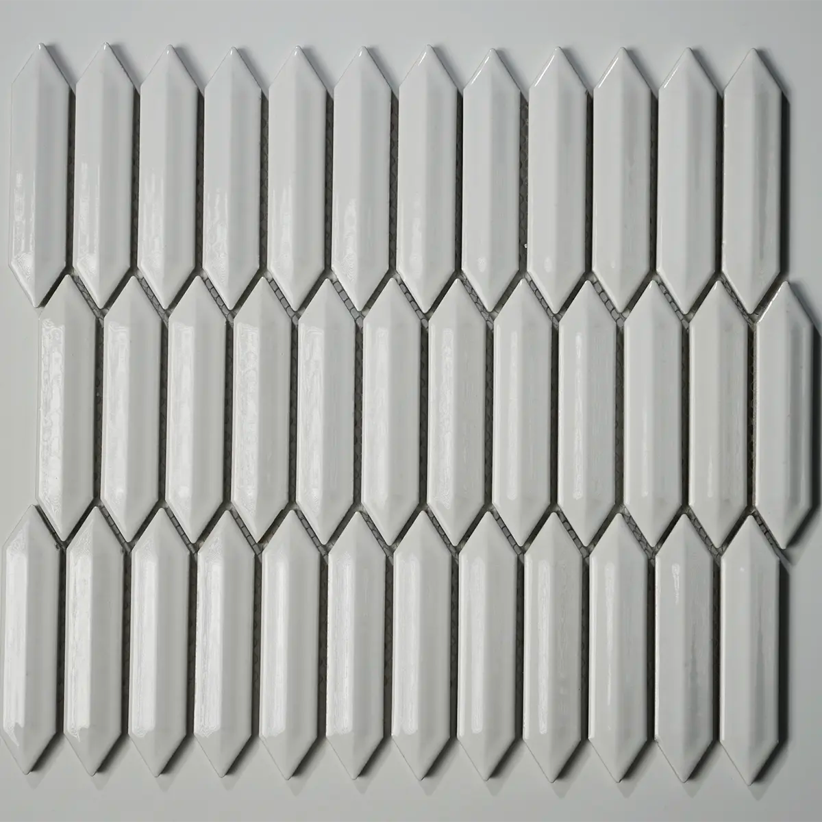 CC Mosaics + 1”x4” 3D Picket 12”x12” Porcelain Mosaic Backsplash Wall Tile Glazed White