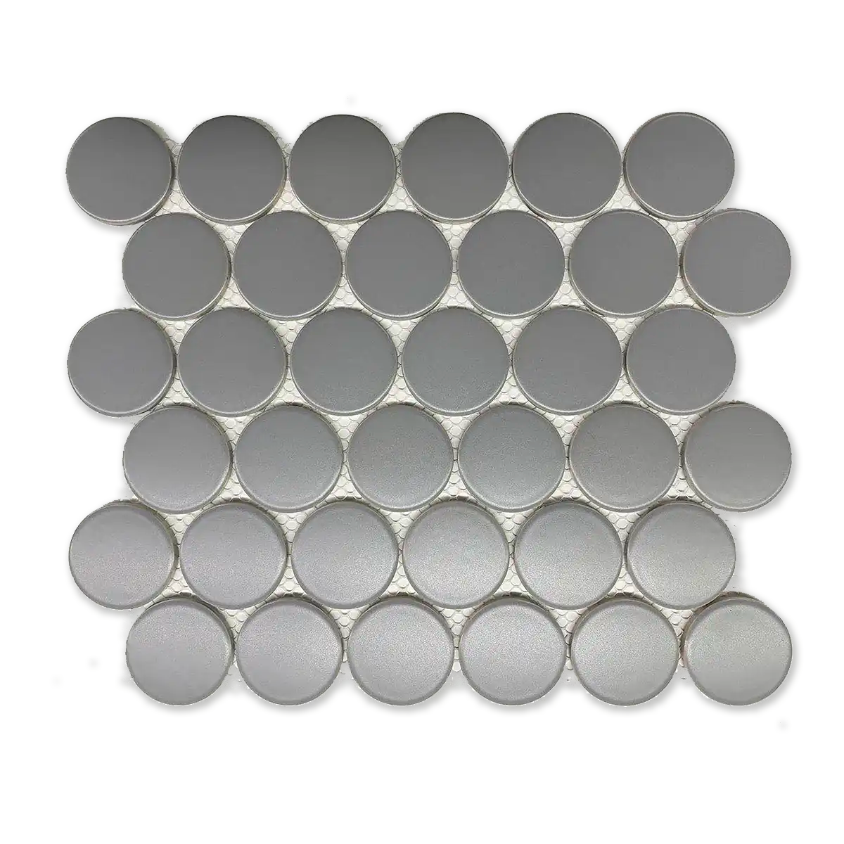 CC Mosaics + 2” Dots 12”x12” Porcelain Mosaic Tile Matte Grey