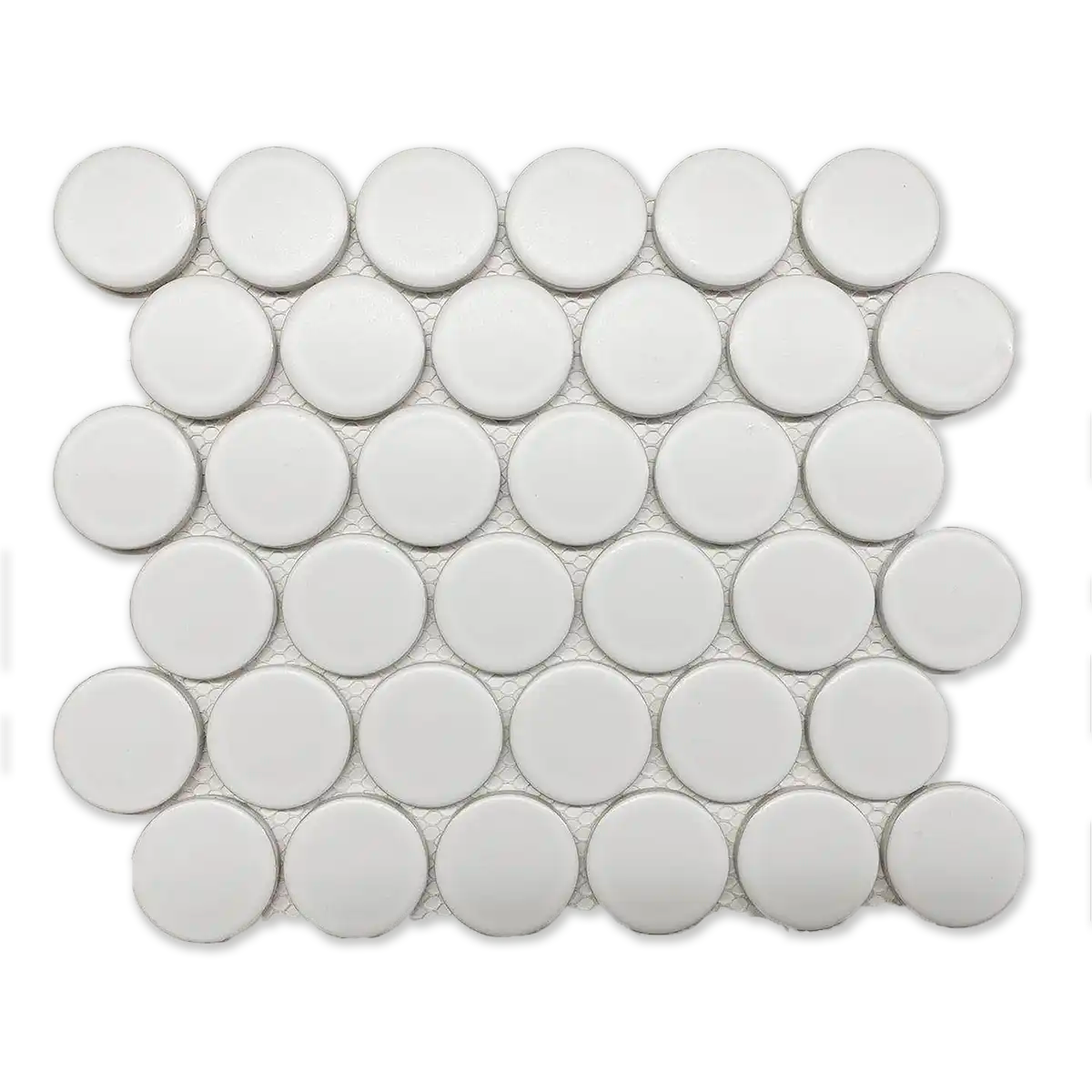 CC Mosaics + 2” Dots 12”x12” Porcelain Mosaic Tile Matte White