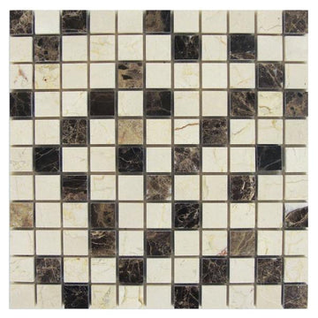 Crema Marfil Polished Mixed Square Mosaic Tile 1x1