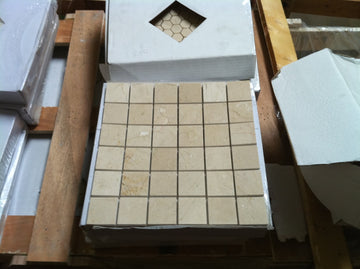 Crema Marfil Marble Square Mosaic Tile 2x2