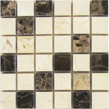 Crema Marfil Polished Mixed Square Mosaic Tile 2x2"