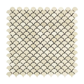 Mosaico de escamas de pescado pulido Crema Marfil